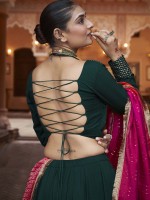 Dark Green Viscose Rayon Readymade Navratri Lehenga Choli